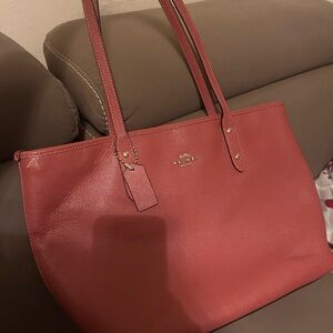 Coach Red Leather Tote